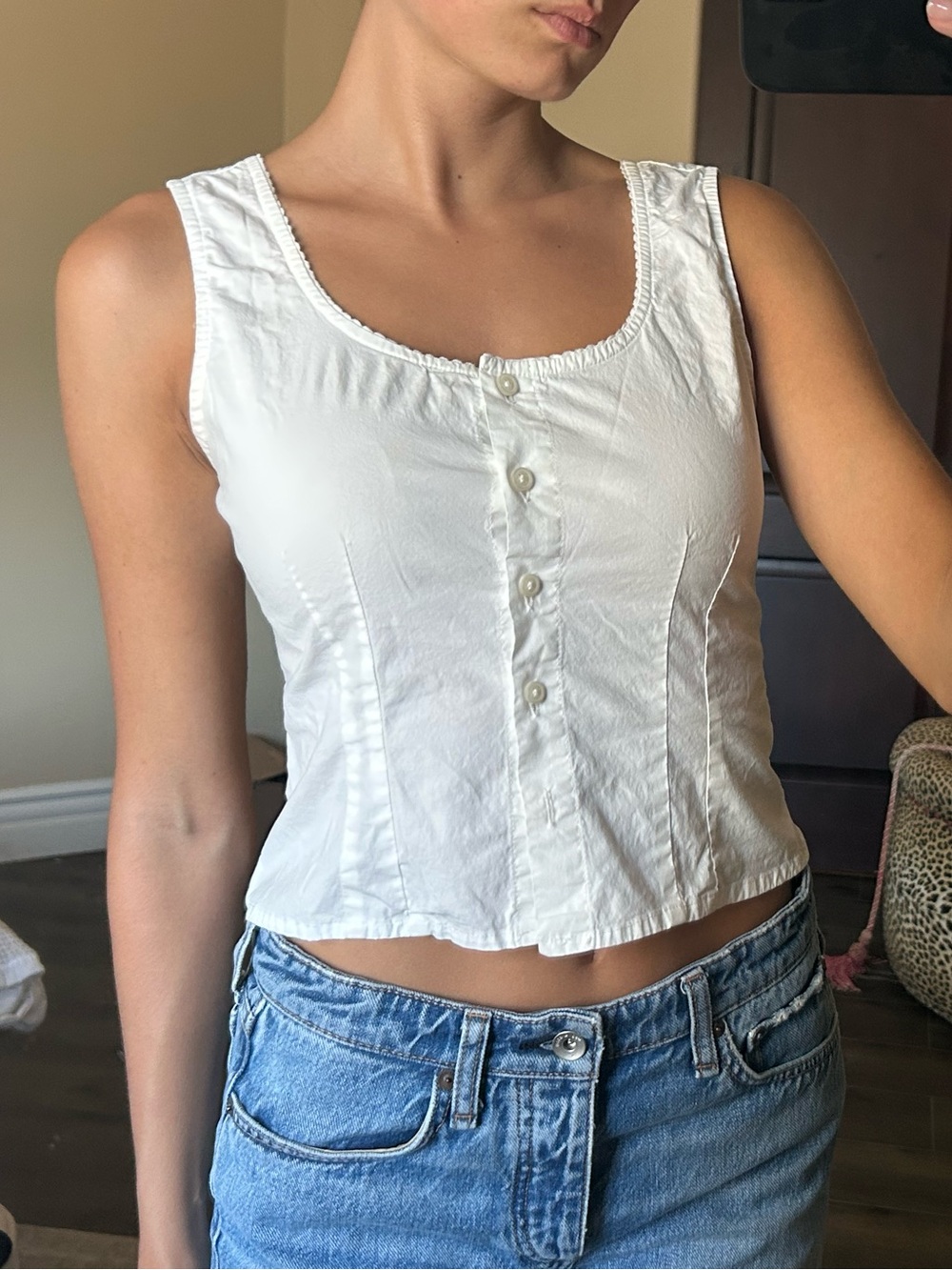 Brandy Melville White Button-Front Tank Top